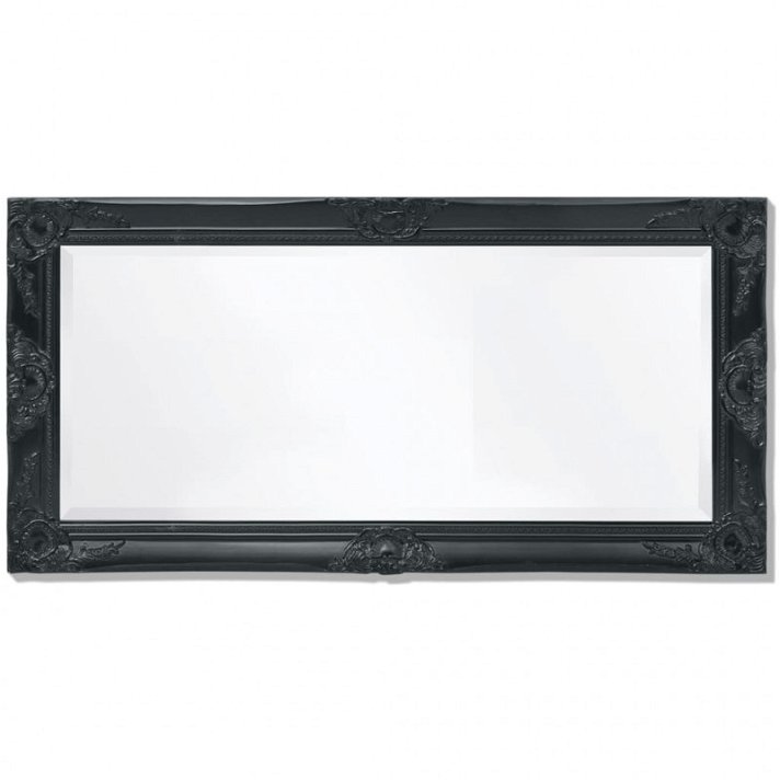 Espejo rectangular con marco de madera de estilo barroco de acabado negro VidaXL