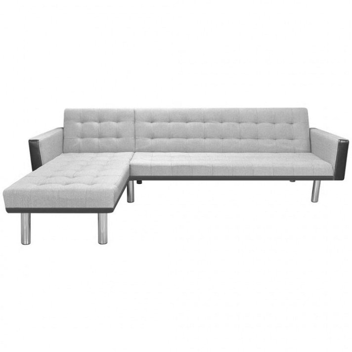 Sofá cama esquinero 218x155x69cm estructura de madera y tapizado negro y gris Vida XL