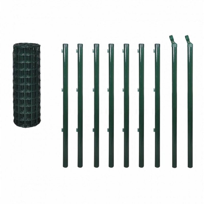 Pack Euro clôture fabriquée en acier avec revêtement en PVC de couleur verte de 10x1 m VidaXL