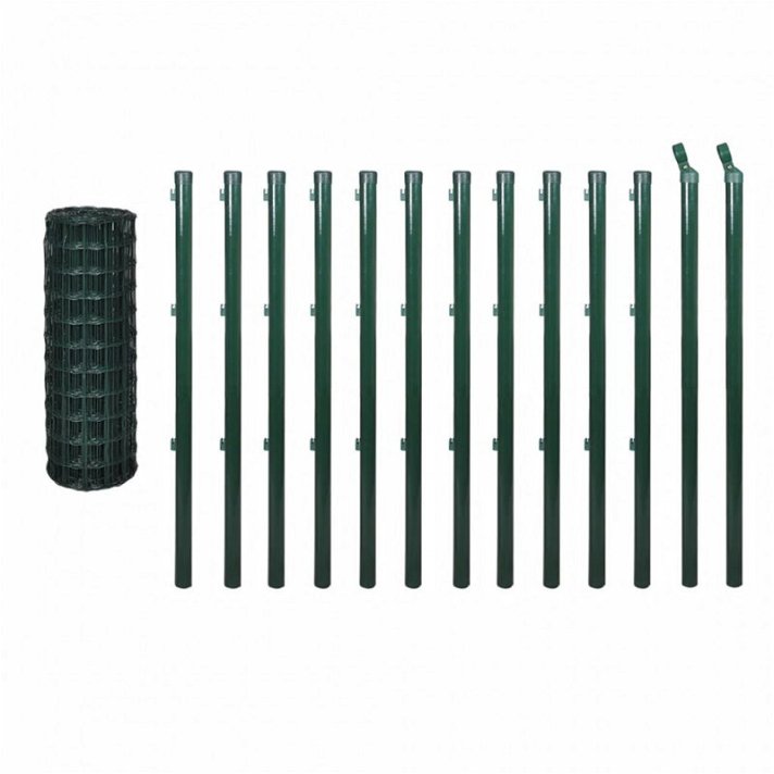 Pack Euro clôture fabriquée en acier avec revêtement en PVC de couleur verte de 25 m x 80 cm VidaXL