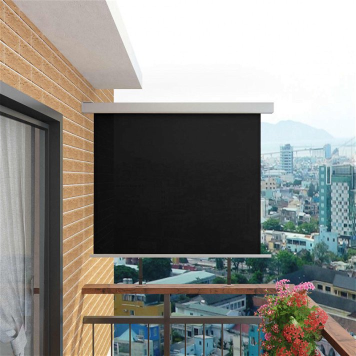 Multifunktionale Balkon-Seitenmarkise 150x200 cm schwarz Vida XL
