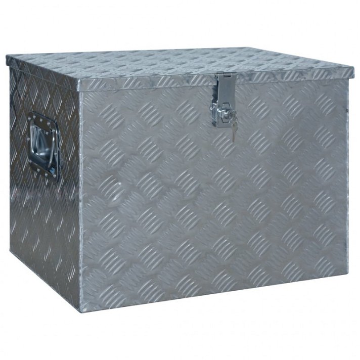 Caja de aluminio multiusos plateada dos asas 61x43x45 cm VidaXL