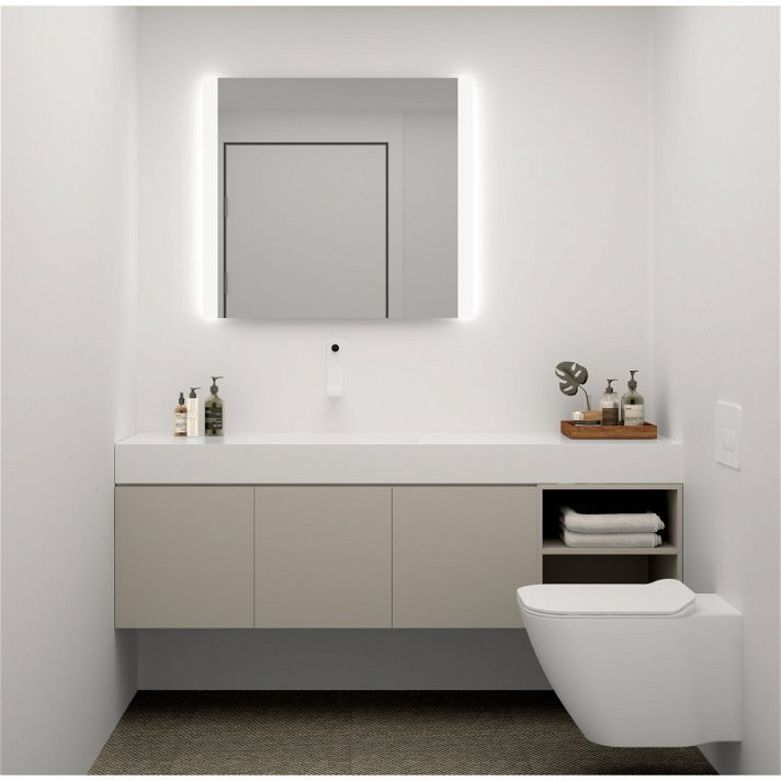 Espejo para baño con luces laterales completamente personalizable y marco negro Aspen Premium BathDecor