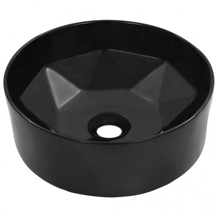 Lavabo redondo de cerámica negro Vida XL