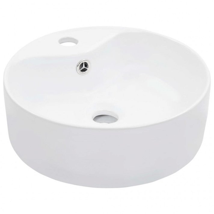 Vasque ronde avec trop-plein blanche 36 cm Vida XL