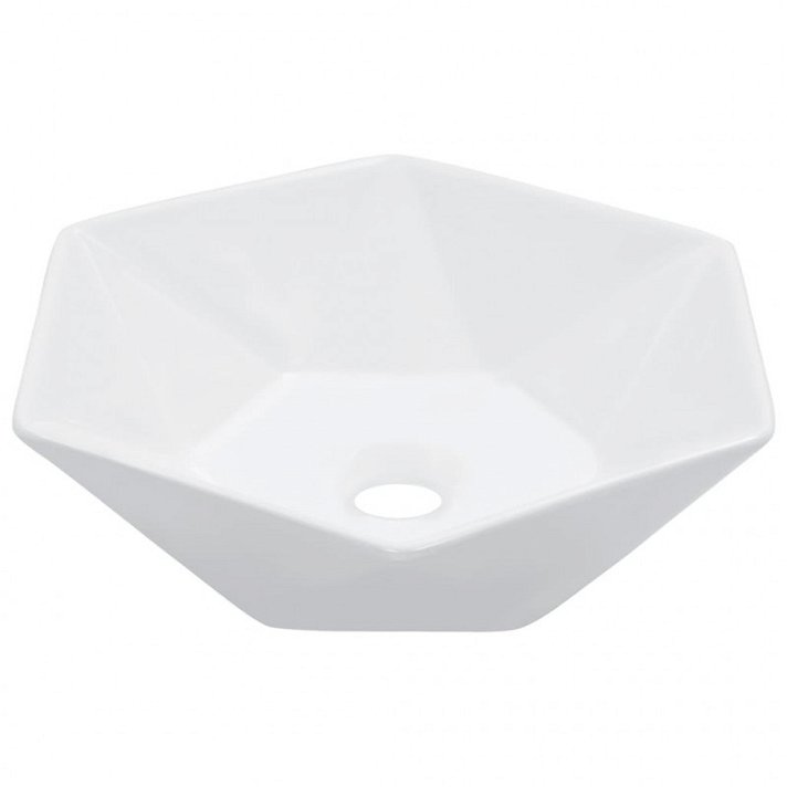 Lavabo hexagonal de cerámica blanco Vida XL