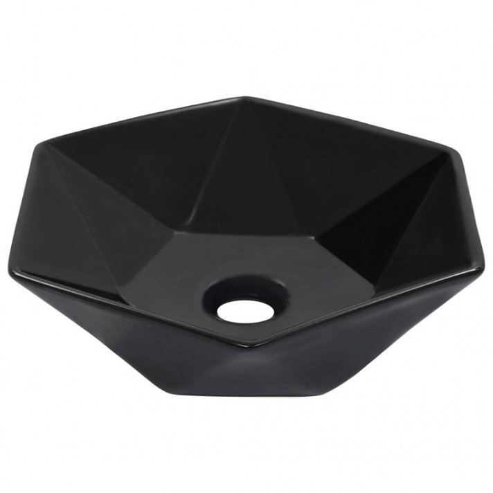 Lavabo hexagonal de cerámica negro Vida XL