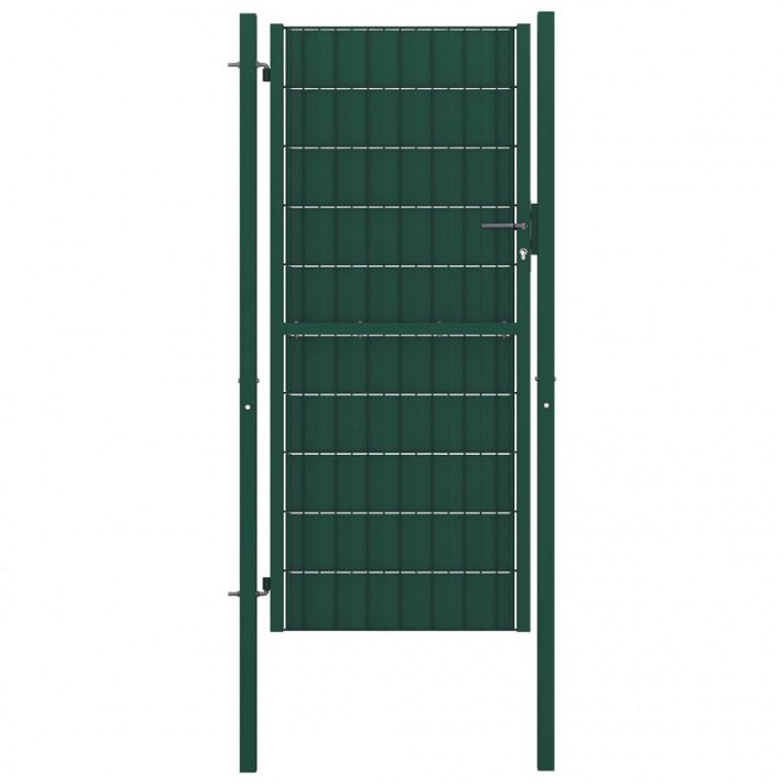 Puerta de valla para jardín fabricada en acero color verde de 100x204 cm Vida XL
