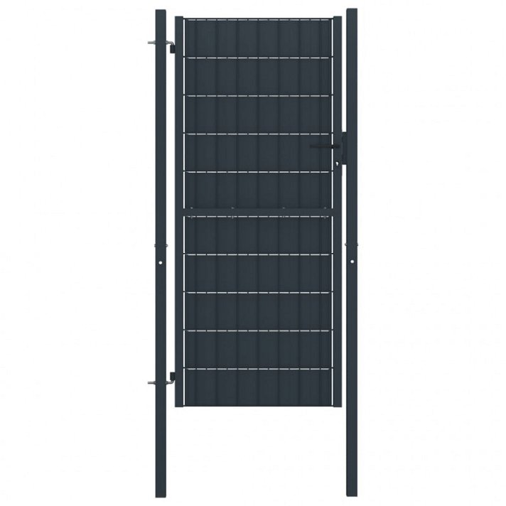 Puerta de valla fabricada en acero de color gris antracita con medidas opcionales Vida XL