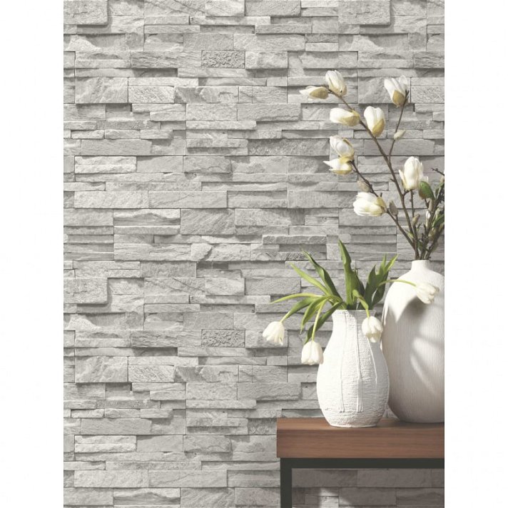 Pack de rollos de papel para paredes con diseño de ladrillos en color gris Vida XL