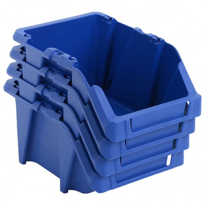 Pack de contenedores apilables para almacenaje elaborados en polipropileno con acabado azul VidaXL