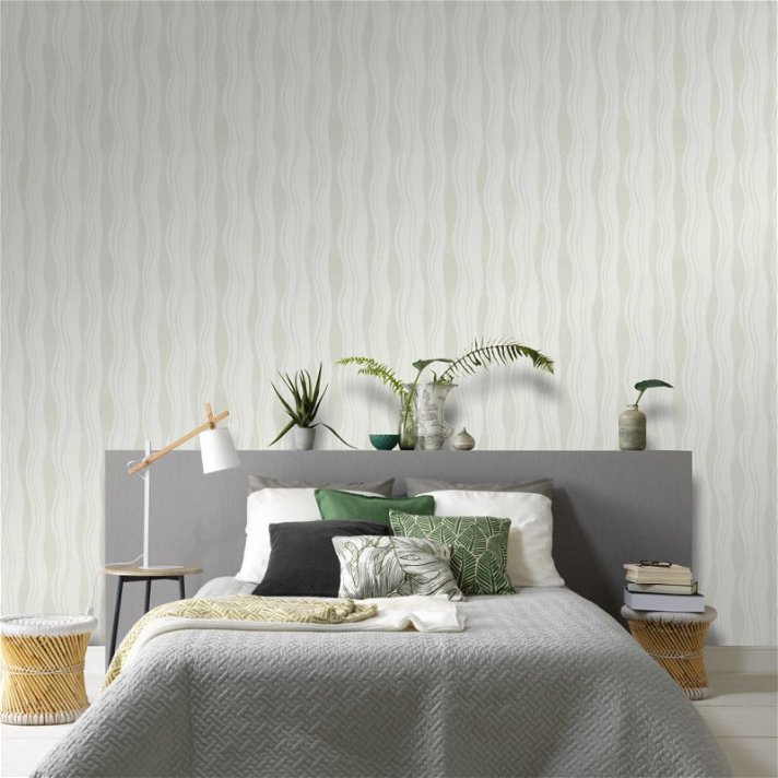 Rolos de papel de parede 10 m com design de ondas de cor branco efeito 3D Vida XL