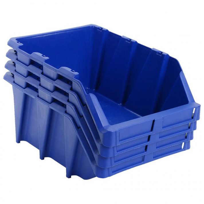 Pack de contenedores para almacenaje apilables elaborados en polipropileno con acabado azul VidaXL