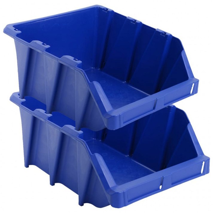 Pack de contenedores para almacenaje apilables 26x42x17 cm azul VidaXL