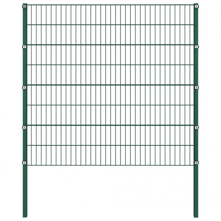 Juego de paneles de valla 1.7x1.6m con postes de hierro revestido verde Vida XL