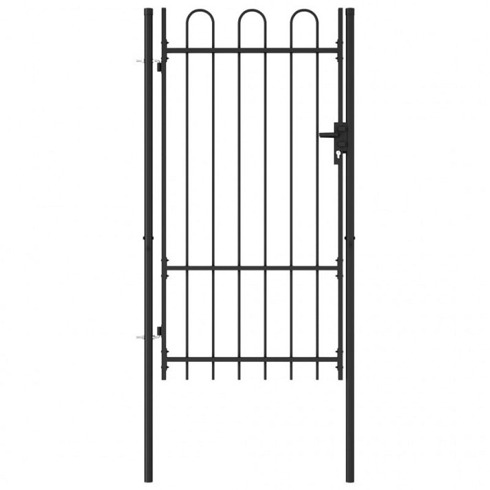 Cancela de valla con una puerta y arco fabricada en acero de color negro y de 100x175 cm Vida XL