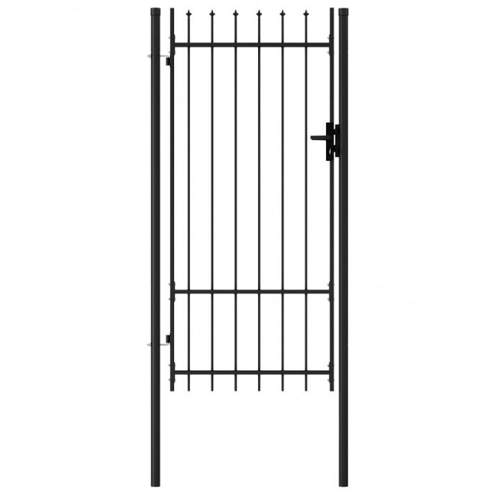 Cancela de valla con una puerta y puntas fabricada en acero color negro de 1x2 m Vida XL