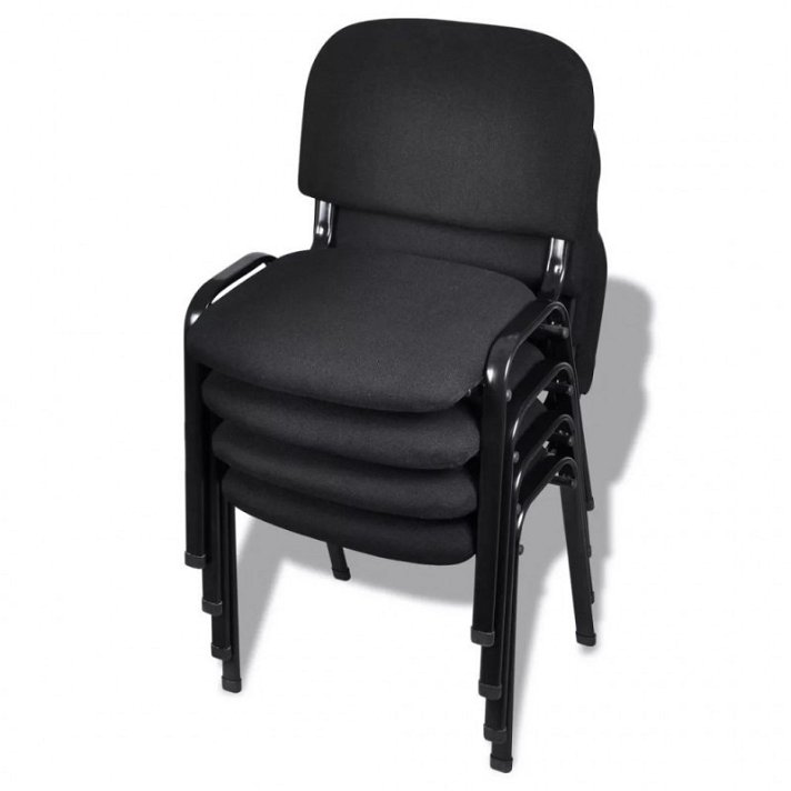 Pacote de cadeiras de escritório empilháveis em metal e tecido 54 cm de cor preta Vida XL