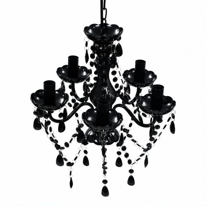 Lámpara de techo tipo araña 38x45 cm de cristal artificial con acabado negro Vida XL