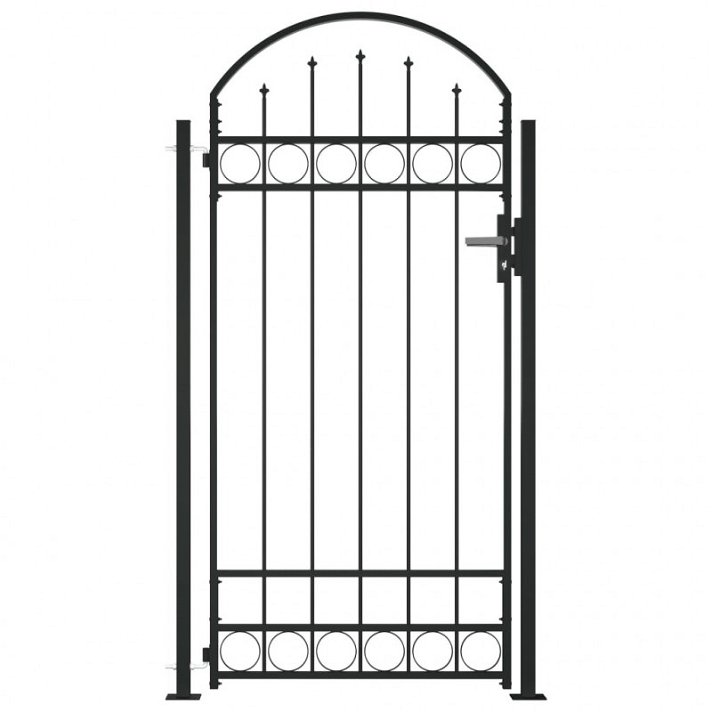 Portão de cerca com arco fabricado em aço de cor preto de 100x200 cm Vida XL