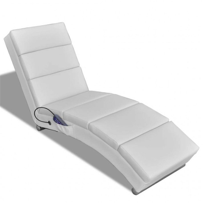Espreguiçadeira de massagem couro sintético branca Vida XL