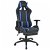 Silla de escritorio reclinable con reposapiés y ruedas tapizada lisa en cuero artificial azul y negro Racing Vida XL