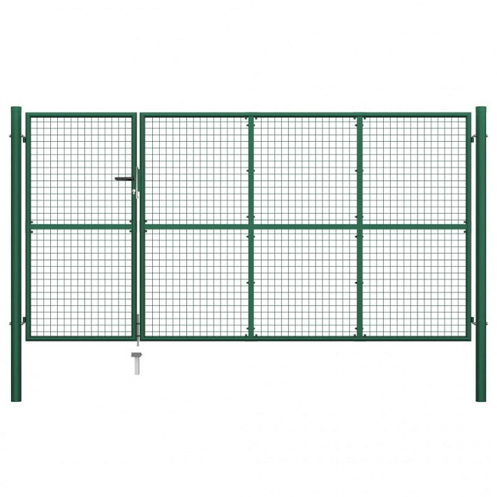 Puerta para jardín fabricada en acero reforzado de color verde 350x150 cm Vida XL