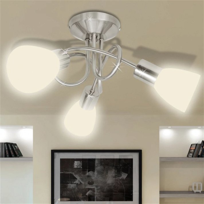 Lámpara de techo con pantallas de cristal para 3 bombillas E14 Vida XL