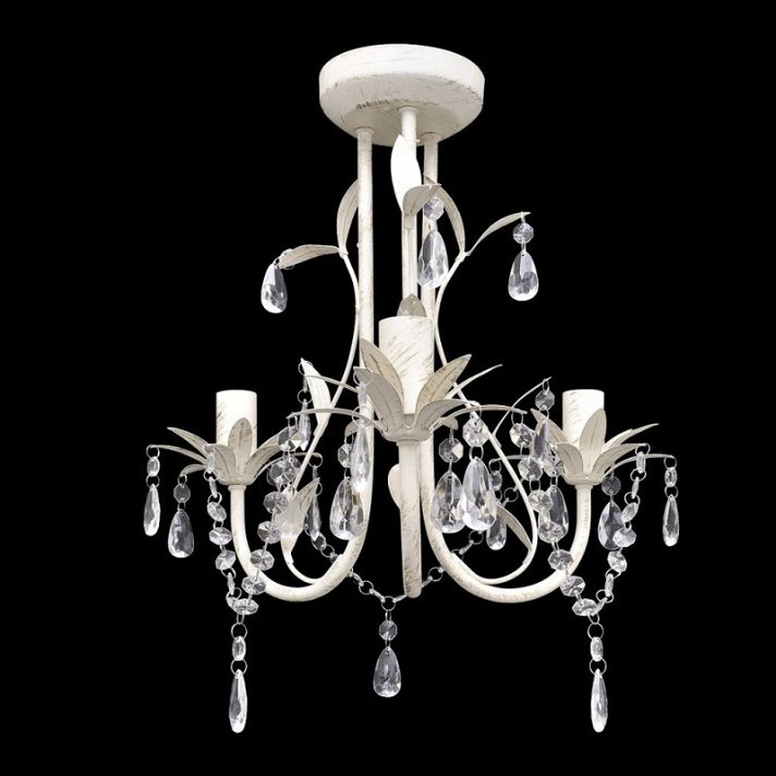 Lámpara de araña de 35 cm de alto con cristales de acrílicos y estructura de acero de acabado blanco Vida XL