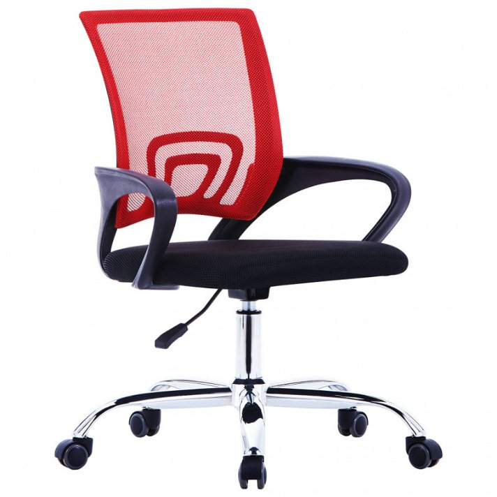 Sedia girevole da ufficio regolabile in altezza tra 85-95 cm colore nero e rosso Vida XL