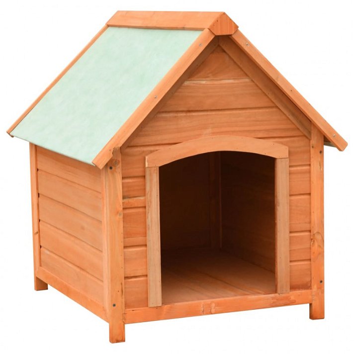 Casa de perros de 77x85 cm de pino y abeto con acabado en marrón y verde Vida XL