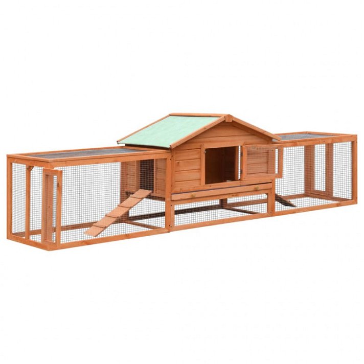 Coelheira de madeira com telhado verde 303x86 cm Vida XL