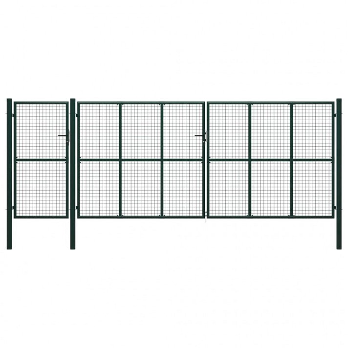 Puerta para jardín de acero revestido en polvo 500x175 cm de color verde Vida XL