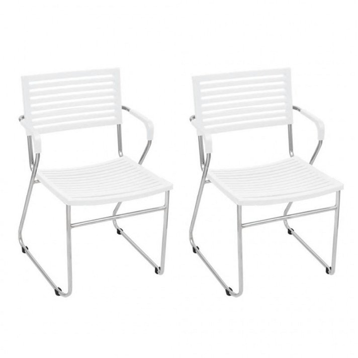 Conjunto de cadeiras para sala de jantar empilháveis de plástico branco Vida XL