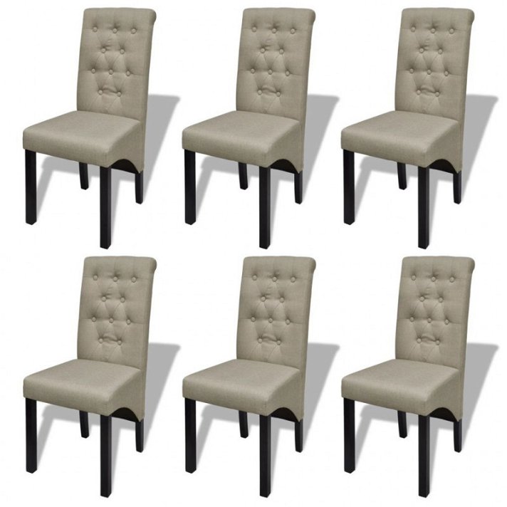 Cadeiras de jantar em tecido bege 6 unidades Vida XL