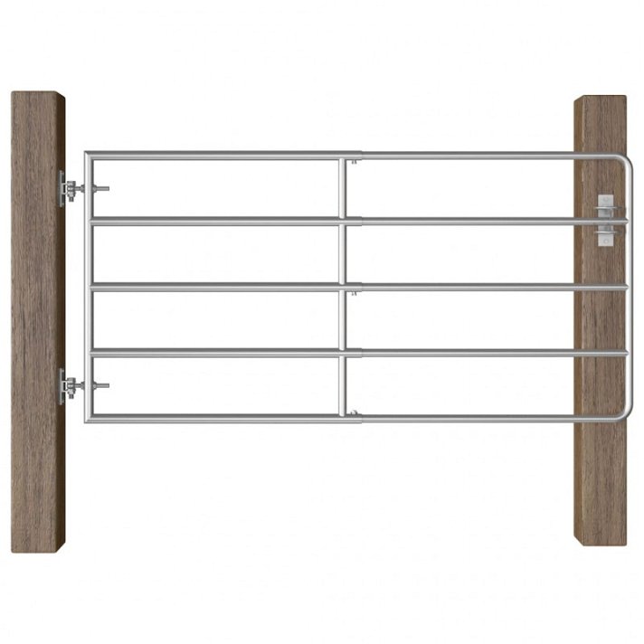 Portão de 5 barras em aço galvanizado 170x90 cm na cor prata VidaXL