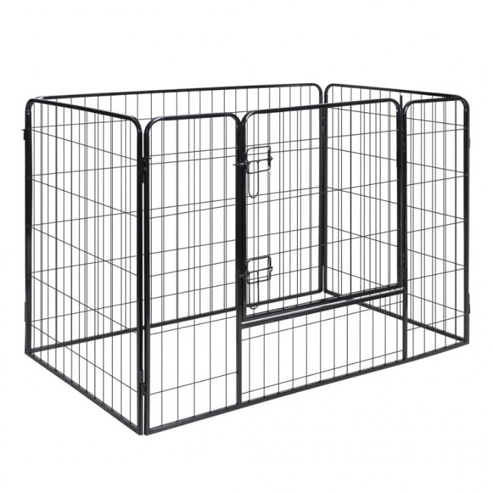 Corral para perros plegable de acero rectangular de 120x70 cm con puerta con pestillo de seguridad negro Vida XL