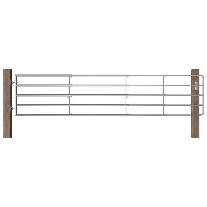 Portão de aço galvanizado de 5 barras 400x90 cm na cor prata Vida XL