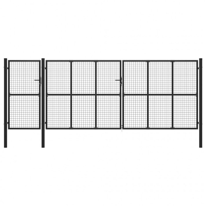 Barrière de jardin en acier soudé avec grillage 500x175 cm gris anthracite VidaXL