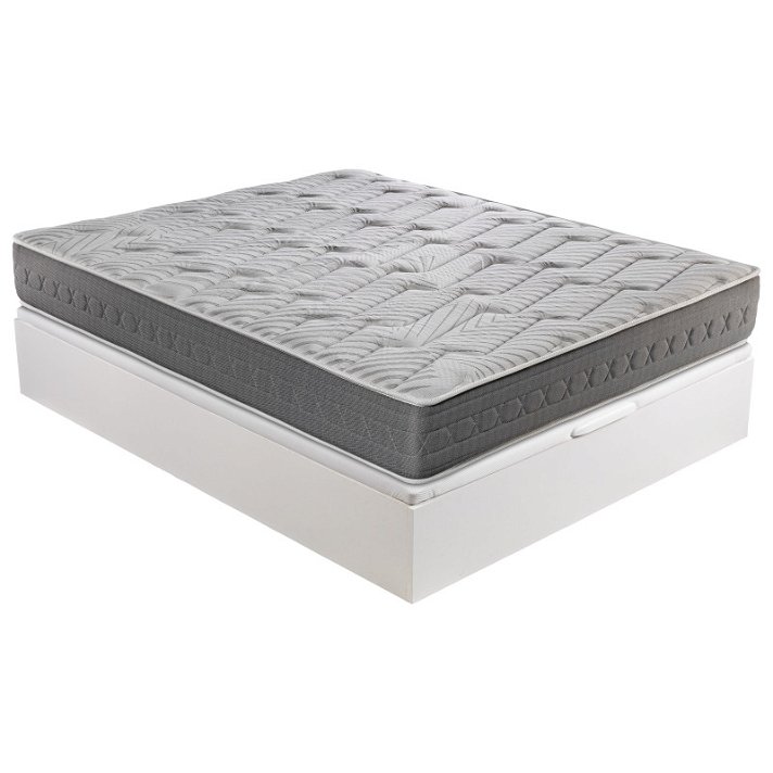 Pack de colchón viscoelástico Ceramic Plus y canapé abatible frontal de madera color blanco Space Bed Royal Sleep