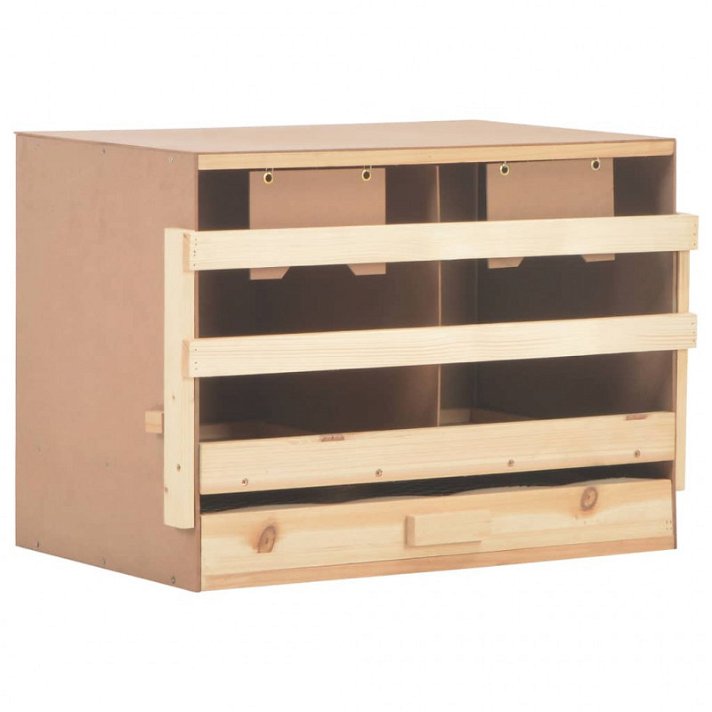 Caixa de cama de galinha 63x40x45cm com 2 compartimentos em madeira de pinho e MDF Vida XL