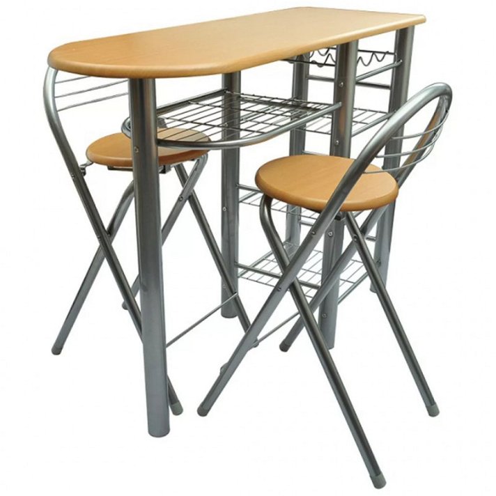 Conjunto de interior de 1 mesa alta de cocina y 2 sillas fabricado con mdf y acero Vida XL