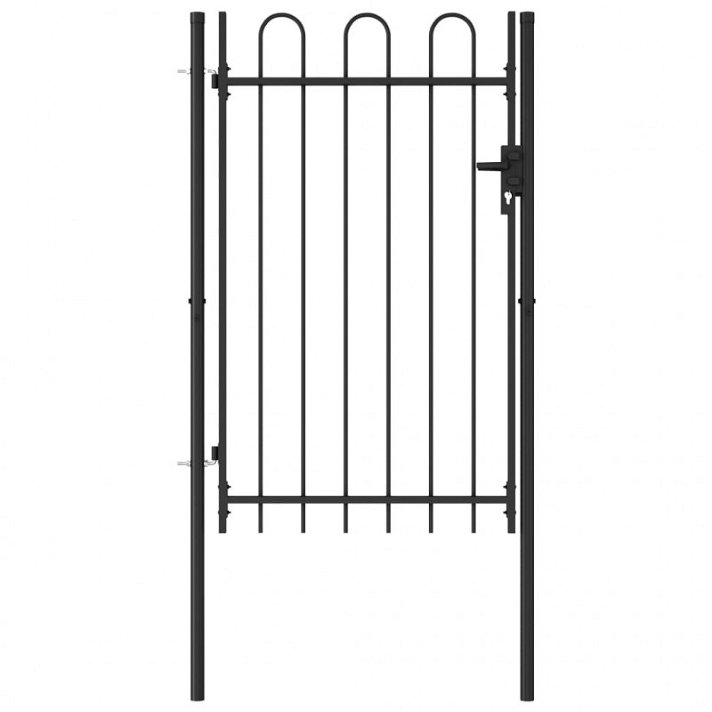 Cancela de valla con una puerta de acero revestida en polvo color negro y de 100x150 cm Vida XL