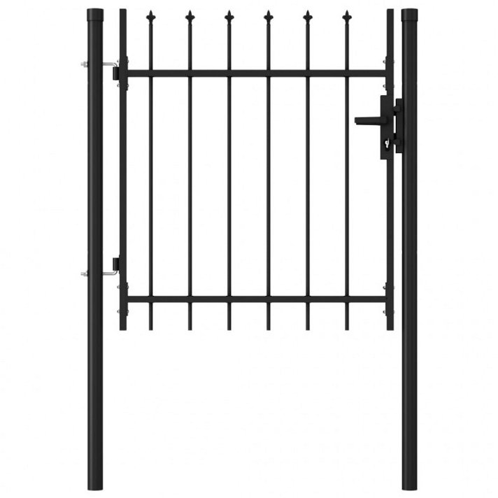 Cancela de valla fabricada en acero revestida en polvo de color negro y de 1x1 m Vida XL