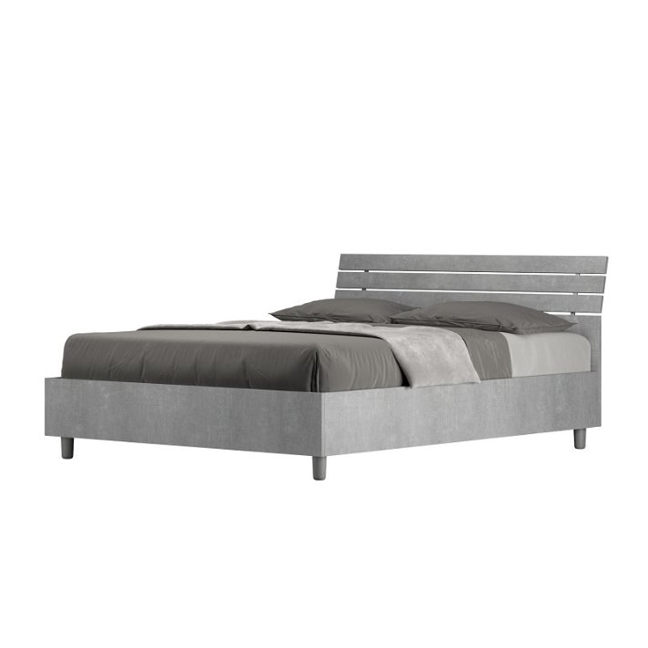 Cama para colchón de 140 cm fabricada en madera con somier y cabecero reclinable en color gris hormigón Ankel Ityhome