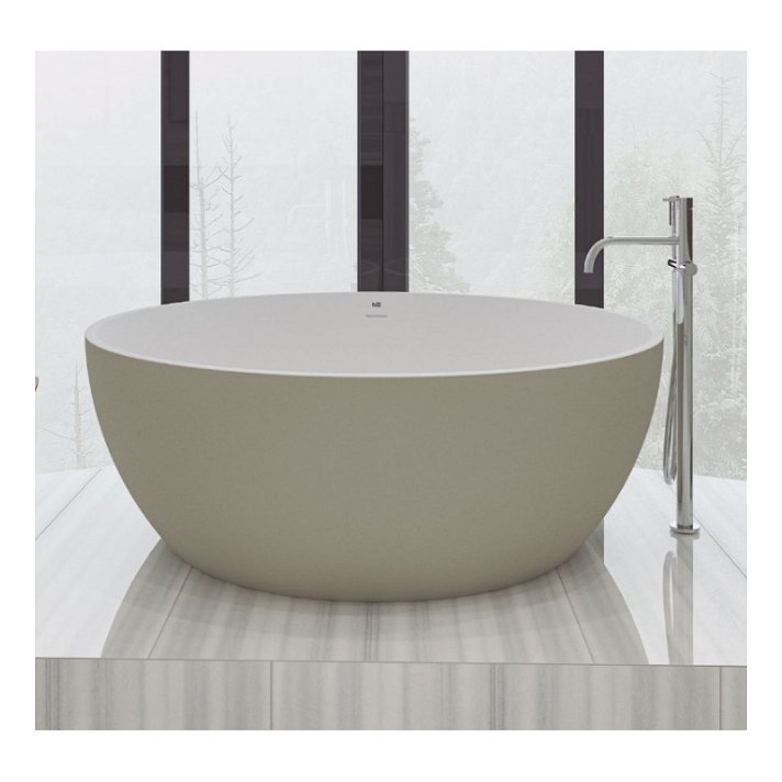 Vasca da bagno a libera installazione con piletta e sifone opaco colore a scelta in SolidCoat Surface Aral b10