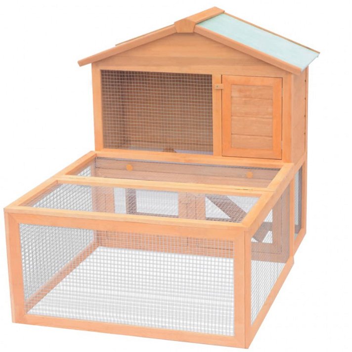Jaula de madera para conejos con techo y patio Vida XL