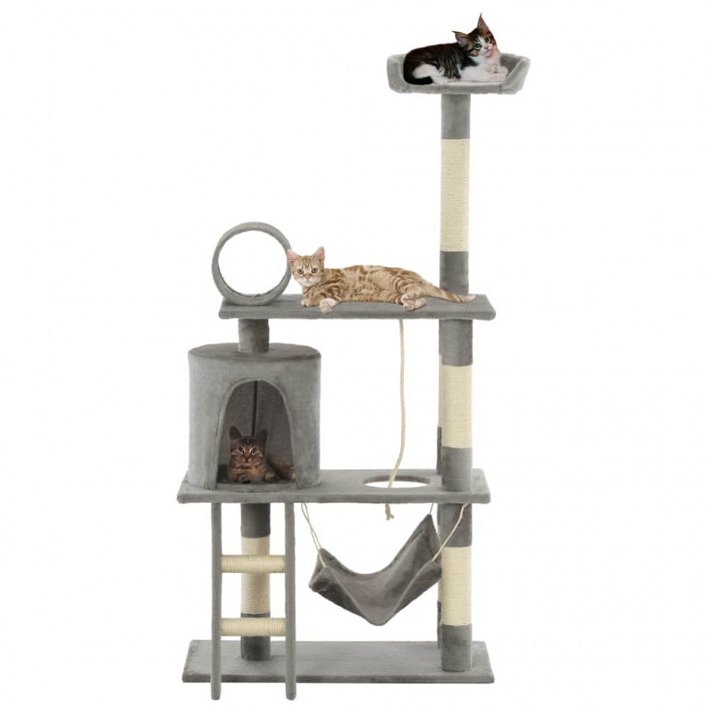 Rascador para gatos con poste de sisal 140 cm gris Vida XL
