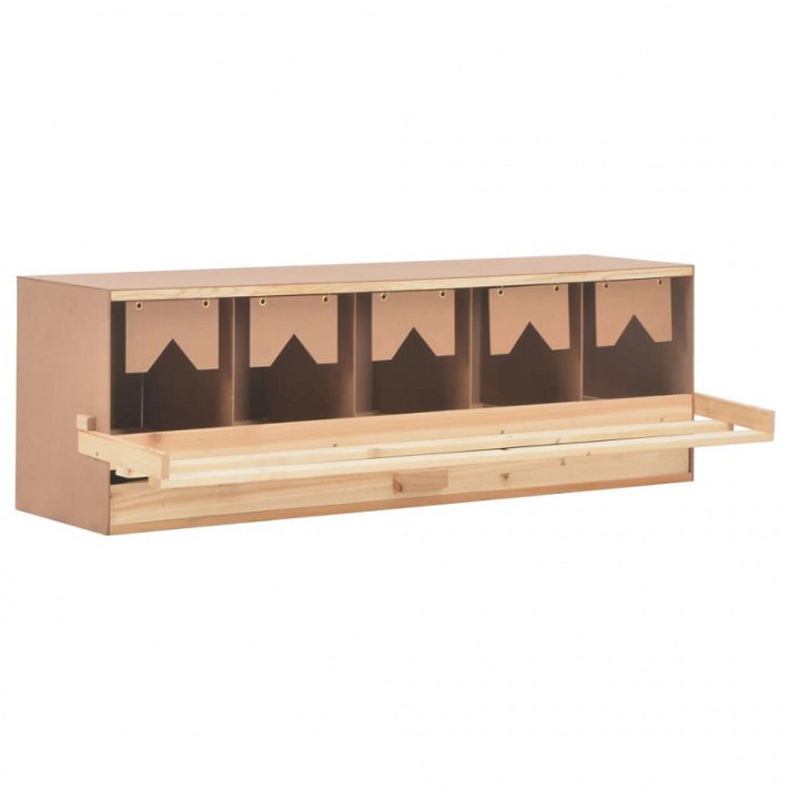 Gallinero ponedero plegable de 5 compartimientos rectangular de 117x33 cm en MDF marrón y madera de pino Vida XL