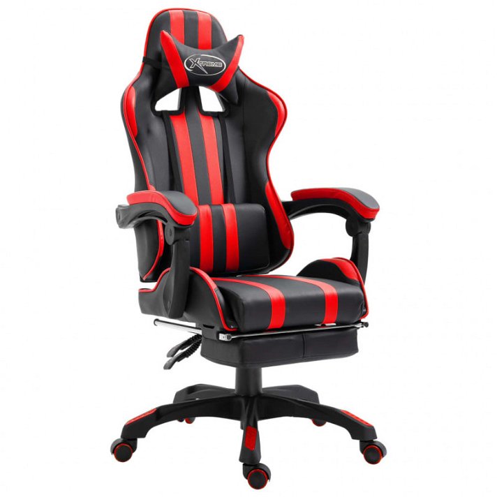 Chaise de jeu avec repose-pieds Xtreme en cuir synthétique rouge VidaXL